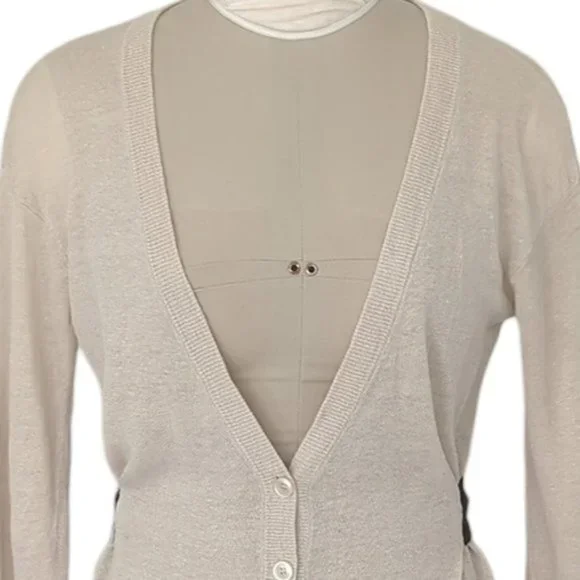 Sandro Tie Waist Linen Cardigan Sweater - Picture 5 of 5